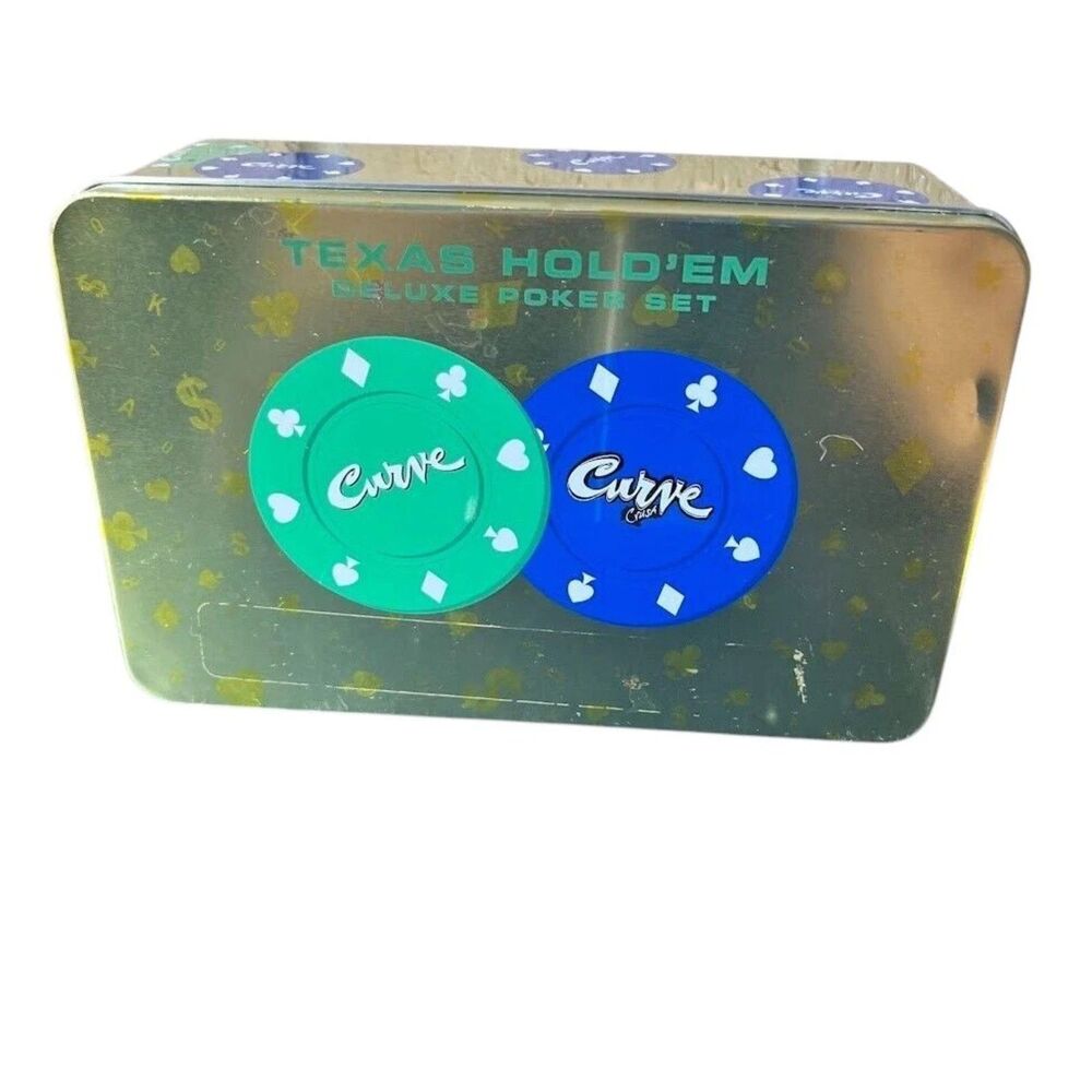 Curve Texas Hold Em Deluxe Card Poker Game Set Home Casino 1996 Vtg New